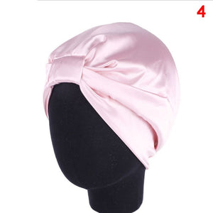 6 Colors Silk  Salon Bonnet Women Sleep Shower Cap Elastic Hair Care Bonnet Head wrap Hat