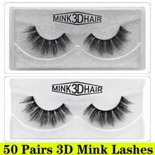 Load image into Gallery viewer, 50 Pairs 3D Mink Lashes Wholesale Natural False Eyelashes 3d Mink Eyelashes Hand Made Makeup Long Eye Lashes cilios postiço
