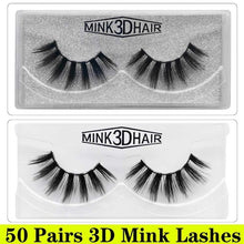 Load image into Gallery viewer, 50 Pairs 3D Mink Lashes Wholesale Natural False Eyelashes 3d Mink Eyelashes Hand Made Makeup Long Eye Lashes cilios postiço
