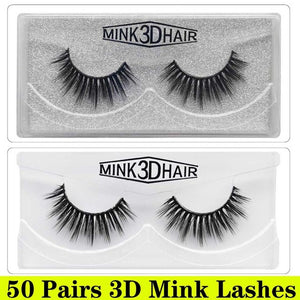 50 Pairs 3D Mink Lashes Wholesale Natural False Eyelashes 3d Mink Eyelashes Hand Made Makeup Long Eye Lashes cilios postiço