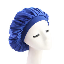 Load image into Gallery viewer, 58cm Adjust Solid Satin Bonnet Hair Styling Cap Long Hair Care Women Night Sleep Hat Silk Head Wrap Shower Cap Hair Styling Tool
